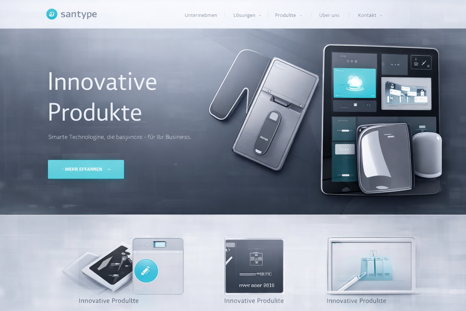 Webdesign Showcase für innovative Produkte